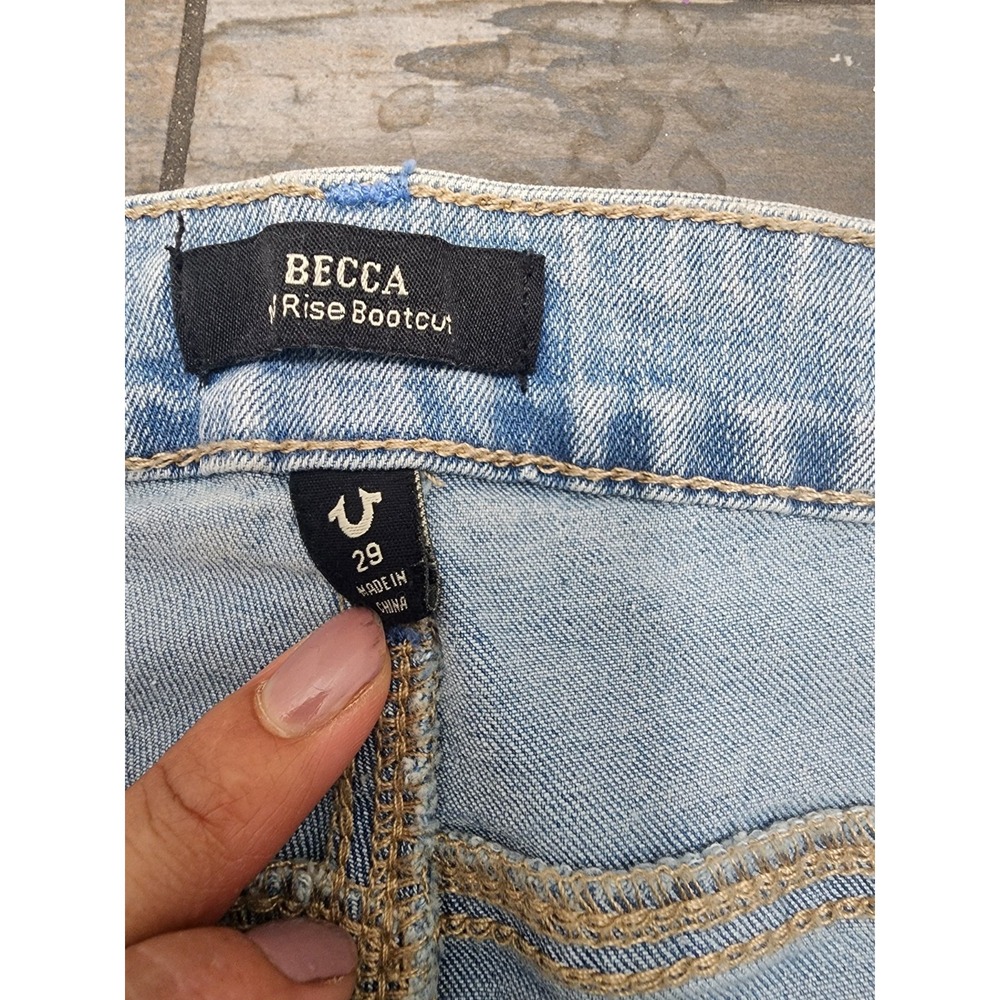 True Religion BECCA Mid Rise Flap Bootcut Jeans Woman's 29 Light Lakeside Wash - Picture 7 of 16